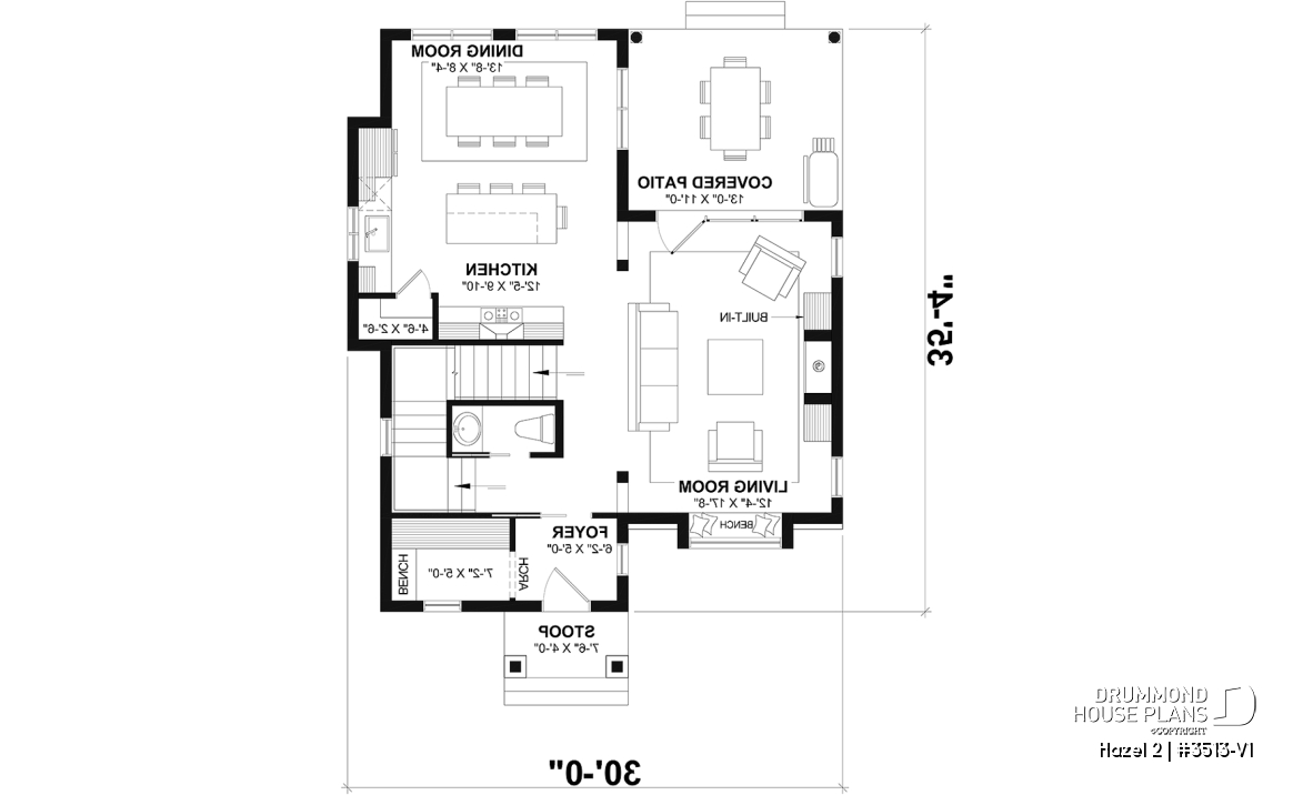 1st level - Charming story book cottage plan w/ 3 to 4 bedrooms, 3.5 baths, fireplace, sheltered terrace and home theater. - Hazel 2