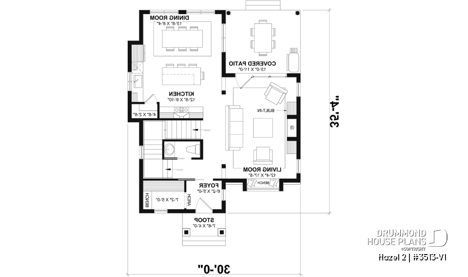 1st level - Charming story book cottage plan w/ 3 to 4 bedrooms, 3.5 baths, fireplace, sheltered terrace and home theater. - Hazel 2