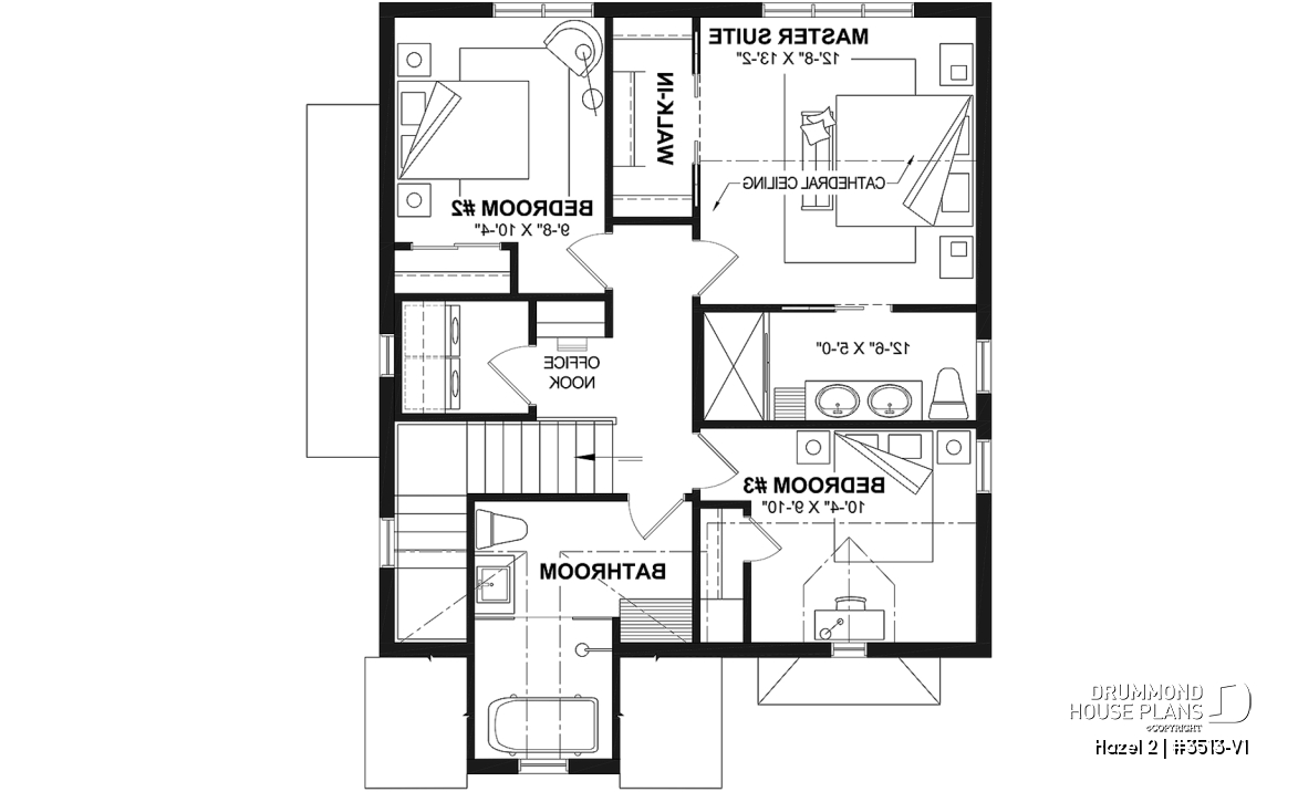 2nd level - Charming story book cottage plan w/ 3 to 4 bedrooms, 3.5 baths, fireplace, sheltered terrace and home theater. - Hazel 2