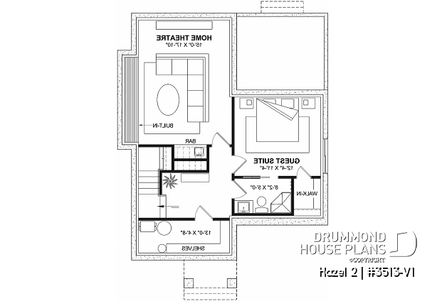 Finished basement (Optional $) - Charming story book cottage plan w/ 4 bedrooms, 3.5 baths, a fireplace, a sheltered terrace and home theater. - Hazel 2