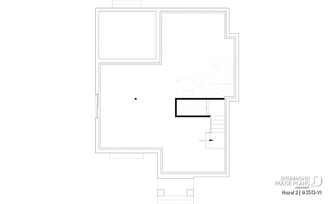 Unfinished basement - Charming story book cottage plan w/ 3 to 4 bedrooms, 3.5 baths, fireplace, sheltered terrace and home theater. - Hazel 2