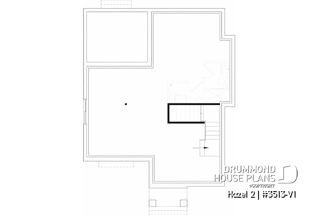 Unfinished basement - Charming story book cottage plan w/ 4 bedrooms, 3.5 baths, a fireplace, a sheltered terrace and home theater. - Hazel 2