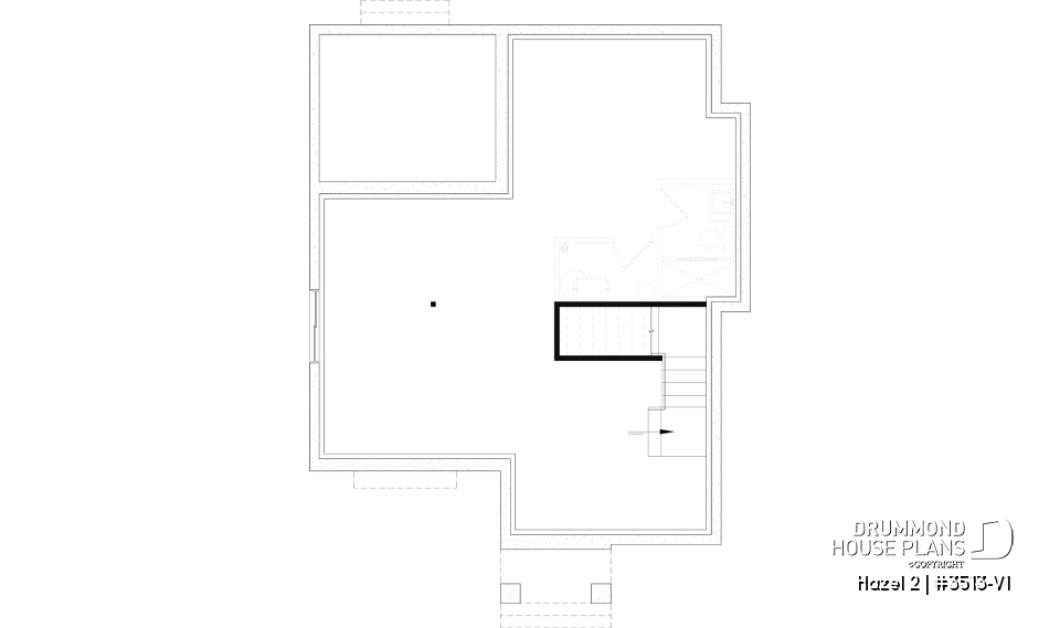 Unfinished basement - Charming story book cottage plan w/ 3 to 4 bedrooms, 3.5 baths, fireplace, sheltered terrace and home theater. - Hazel 2