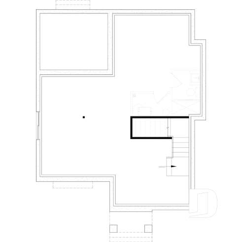 Unfinished basement - Charming story book cottage plan w/ 3 to 4 bedrooms, 3.5 baths, fireplace, sheltered terrace and home theater. - Hazel 2