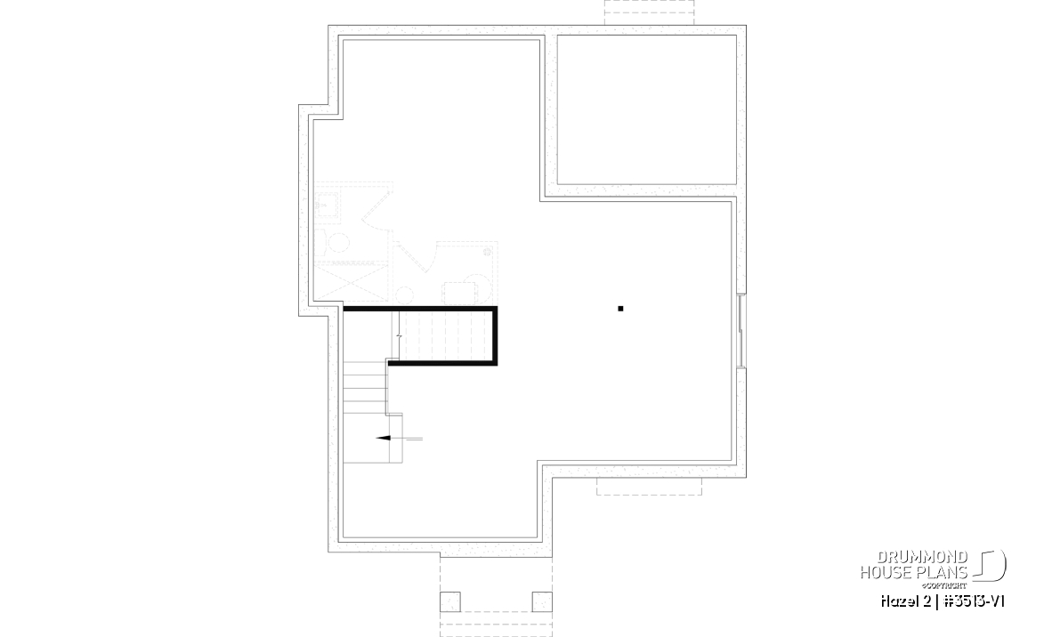 Unfinished basement - Charming story book cottage plan w/ 3 to 4 bedrooms, 3.5 baths, fireplace, sheltered terrace and home theater. - Hazel 2
