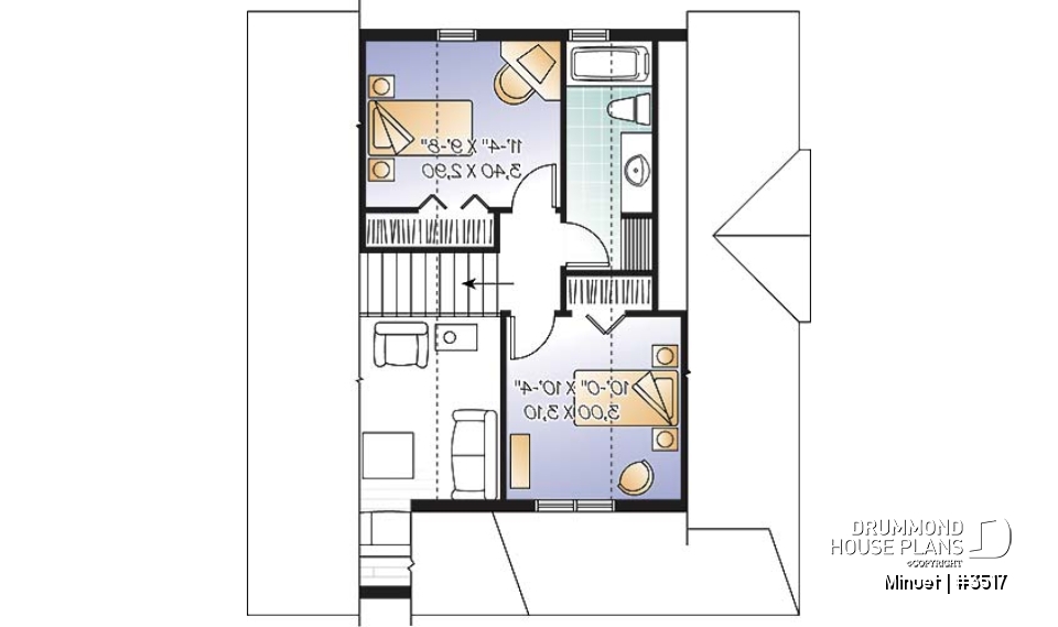 2nd level - Affordable Craftsman inspired home with cathedral ceiling, 3 bedrooms, 2 bathrooms and mezzanine - Minuet
