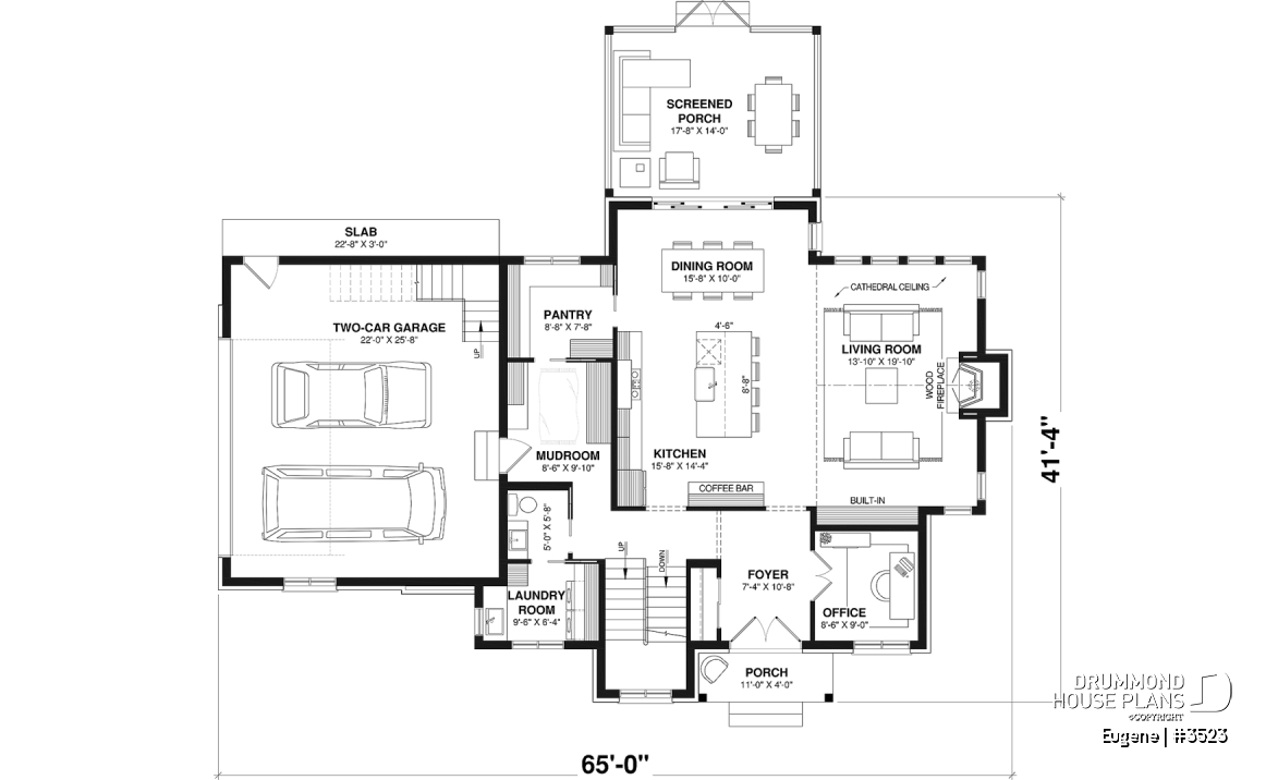 1st level - Basement foundation - Two-story English Tudor-inspired house plan with double garage and up to 5 bedrooms. - Eugene