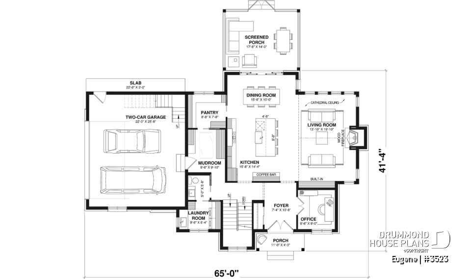 1st level - Basement foundation - Two-story English Tudor-inspired house plan with double garage and up to 5 bedrooms. - Eugene