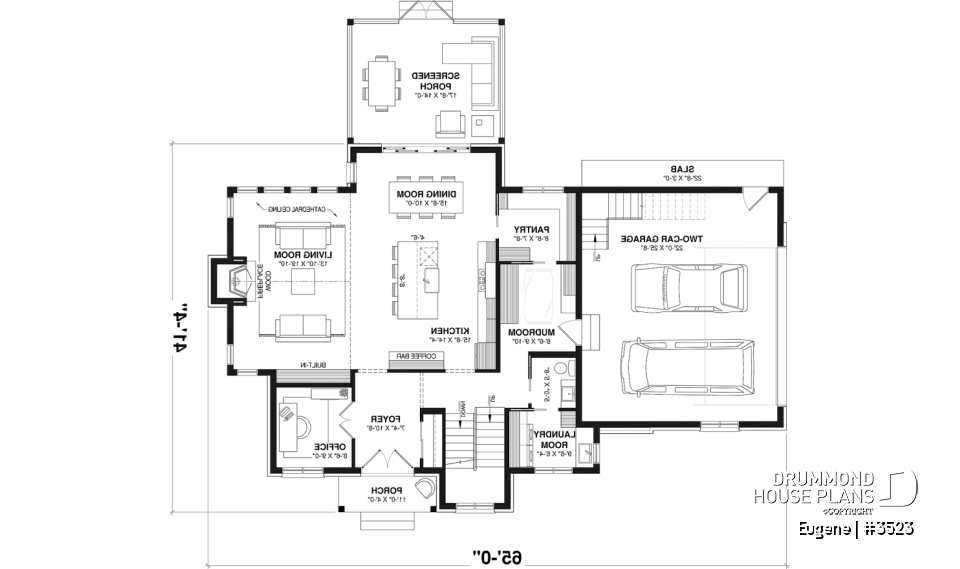 1st level - Basement foundation - Two-story English Tudor-inspired house plan with double garage and up to 5 bedrooms. - Eugene