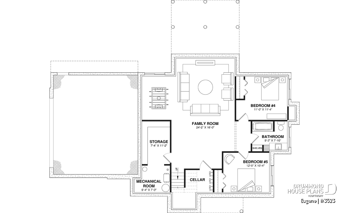 Finished basement (Optional $) - Two-story English Tudor-inspired house plan with double garage and up to 5 bedrooms. - Eugene