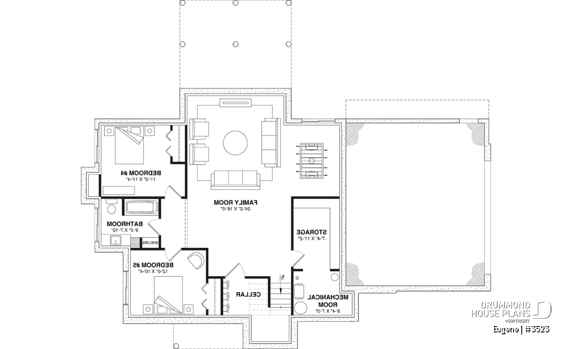 Finished basement (Optional $) - Two-story English Tudor-inspired house plan with double garage and up to 5 bedrooms. - Eugene