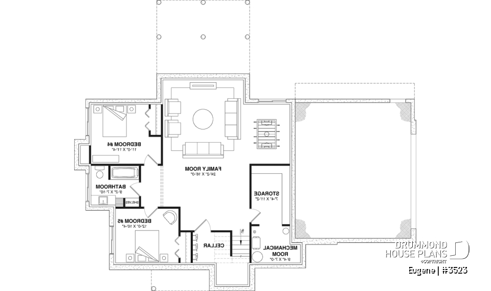 Finished basement (Optional $) - Two-story English Tudor-inspired house plan with double garage and up to 5 bedrooms. - Eugene