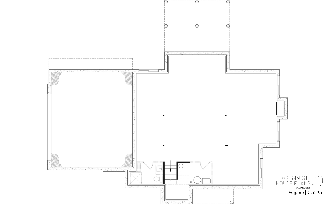 Unfinished basement - Two-story English Tudor-inspired house plan with double garage and up to 5 bedrooms. - Eugene