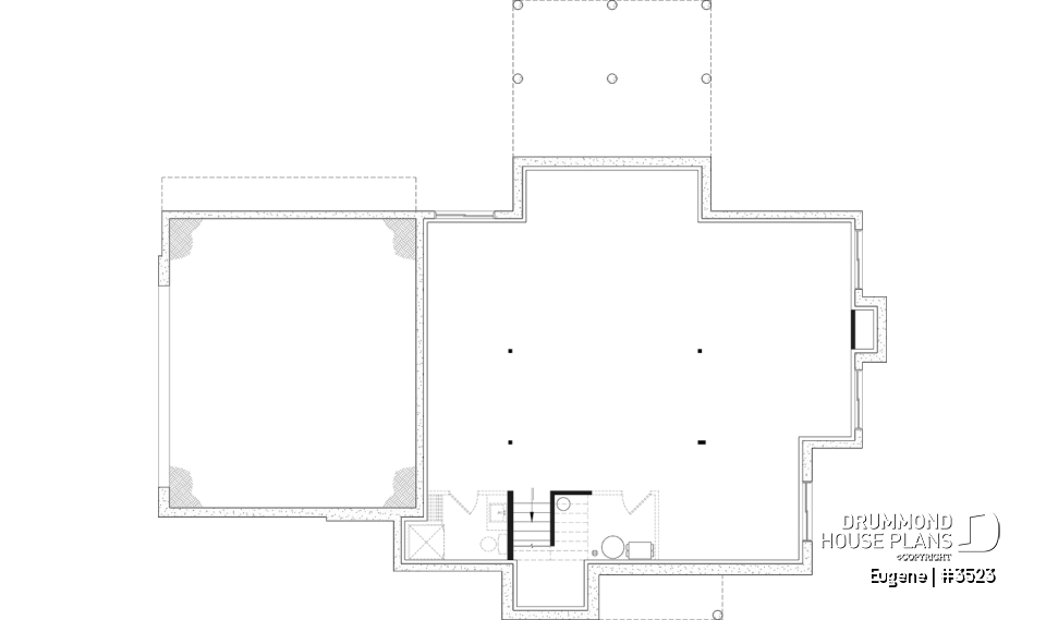 Unfinished basement - Two-story English Tudor-inspired house plan with double garage and up to 5 bedrooms. - Eugene