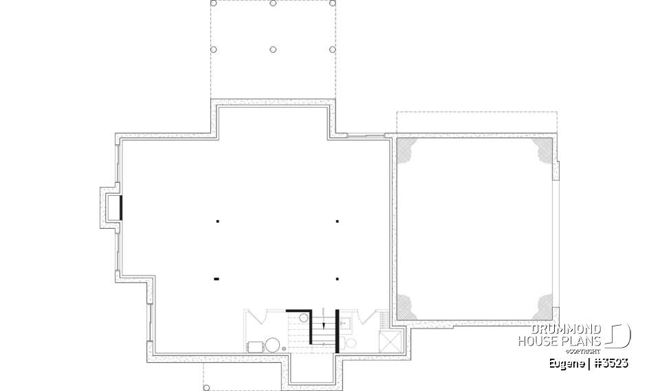 Unfinished basement - Two-story English Tudor-inspired house plan with double garage and up to 5 bedrooms. - Eugene