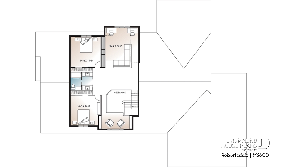 2nd level - 5 to 6 bedrooms Traditional Bungalow house plan, with 3-car garage and two separate family rooms - Robertsdale