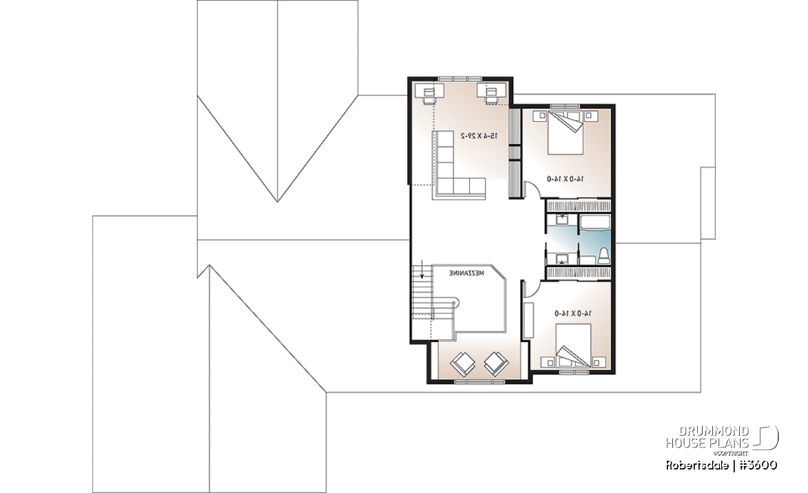 2nd level - 5 to 6 bedrooms Traditional Bungalow house plan, with 3-car garage and two separate family rooms - Robertsdale