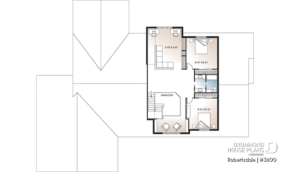 2nd level - 5 to 6 bedrooms Traditional Bungalow house plan, with 3-car garage and two separate family rooms - Robertsdale