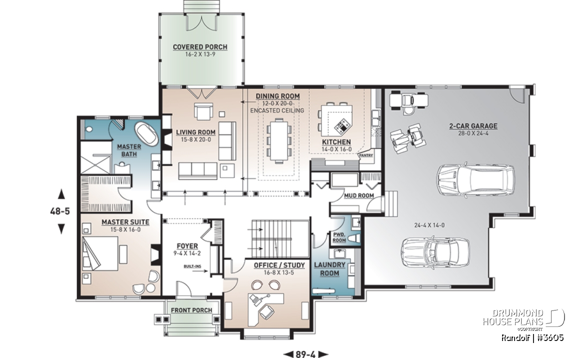 1st level - Large modern farmhouse with 4 master suites, large bonus room above 3-car garage, home office, 11' ceiling - Randolf