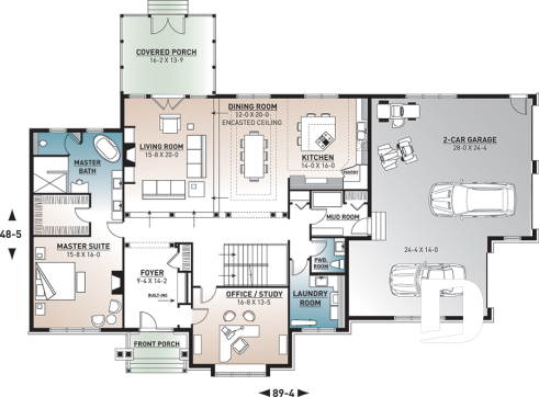 1st level - Large modern farmhouse with 4 master suites, large bonus room above 3-car garage, home office, 11' ceiling - Randolf