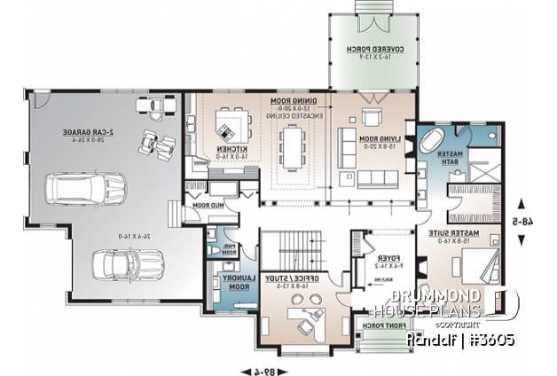 1st level - Large modern farmhouse with 4 master suites, large bonus room above 3-car garage, home office, 11' ceiling - Randolf