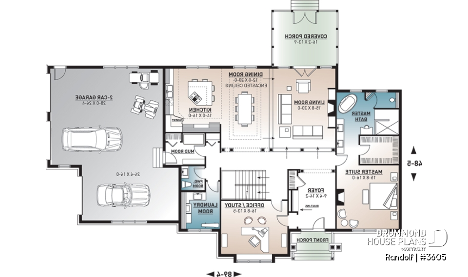 1st level - Large modern farmhouse with 4 master suites, large bonus room above 3-car garage, home office, 11' ceiling - Randolf
