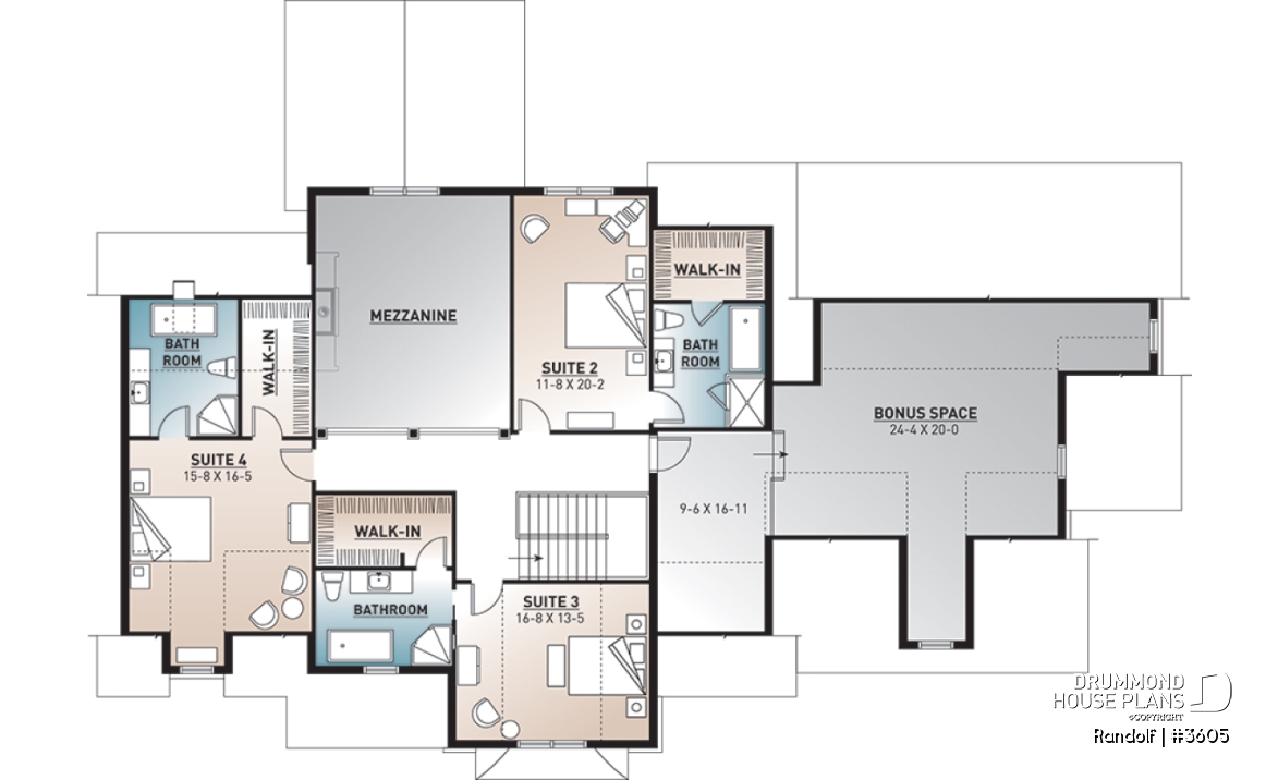 2nd level - Large modern farmhouse with 4 master suites, large bonus room above 3-car garage, home office, 11' ceiling - Randolf