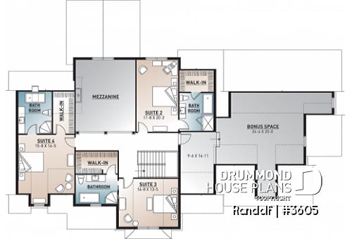 2nd level - Large modern farmhouse with 4 master suites, large bonus room above 3-car garage, home office, 11' ceiling - Randolf
