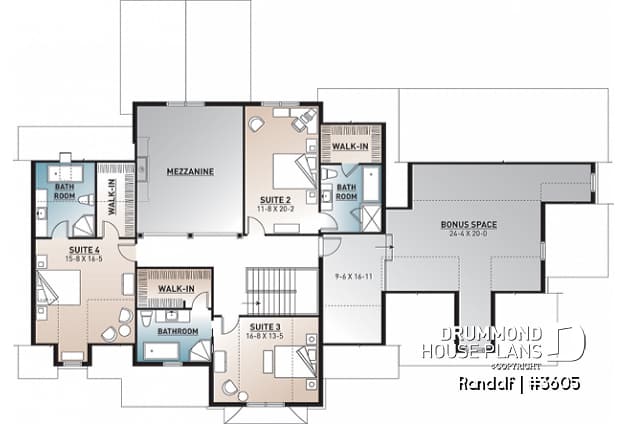 2nd level - Large modern farmhouse with 4 master suites, large bonus room above 3-car garage, home office, 11' ceiling - Randolf