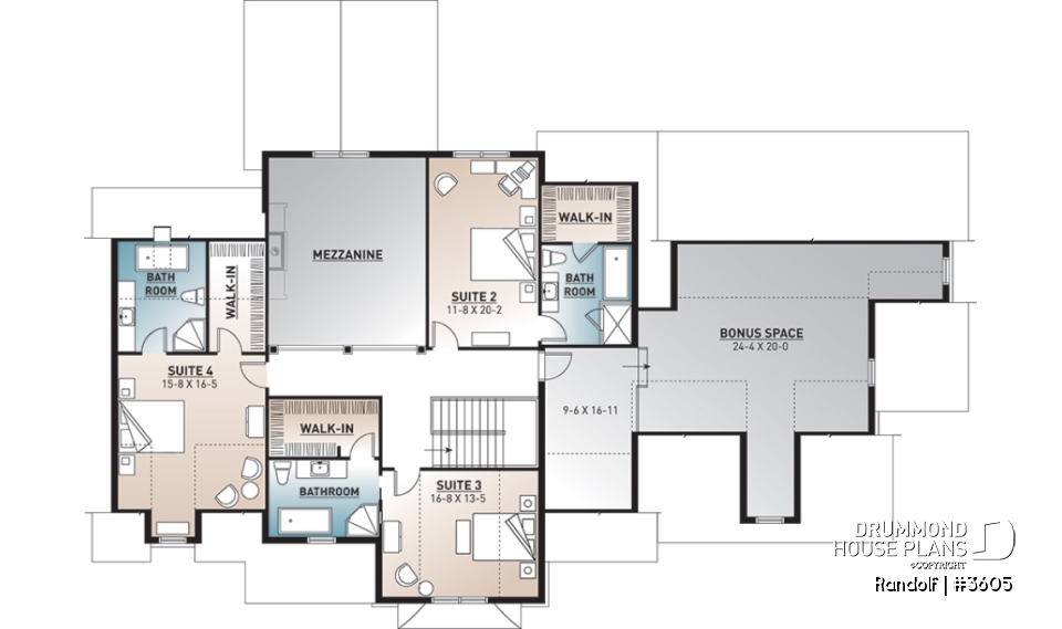 2nd level - Large modern farmhouse with 4 master suites, large bonus room above 3-car garage, home office, 11' ceiling - Randolf