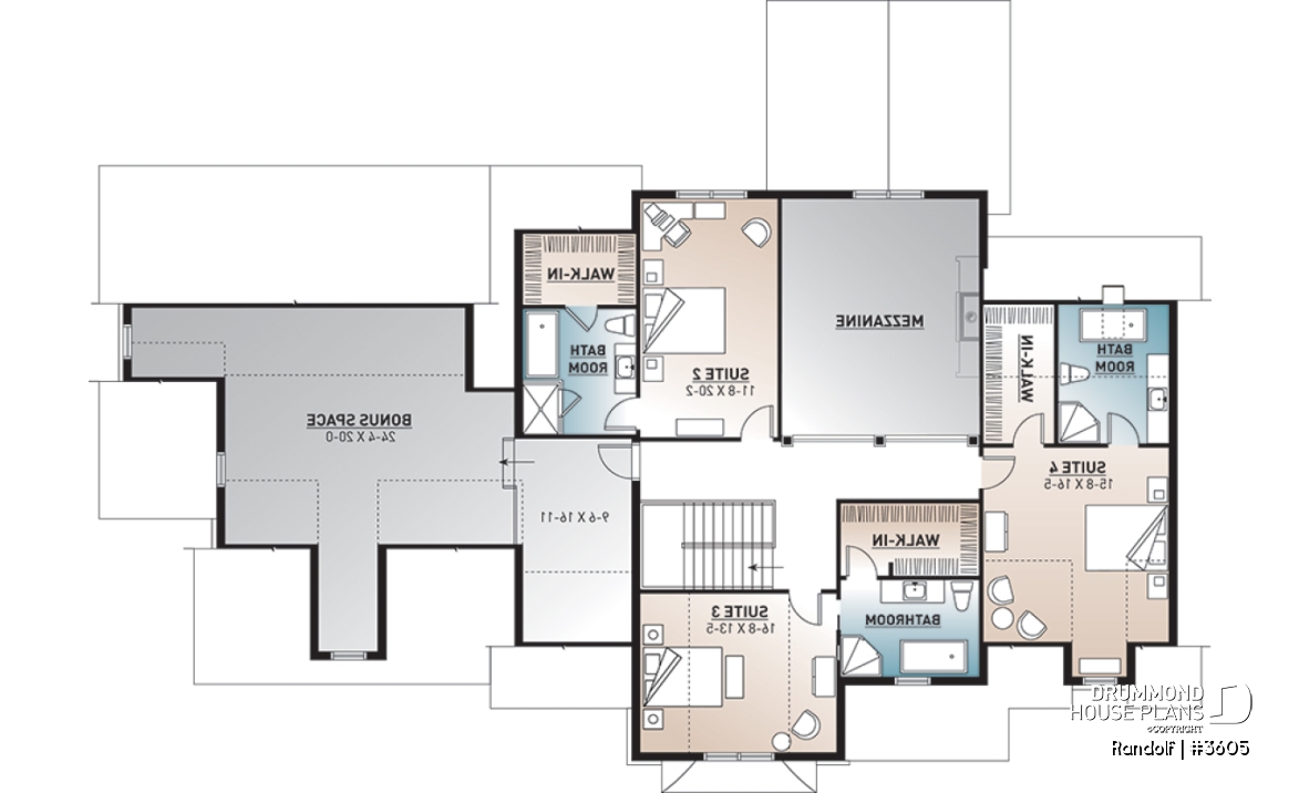 2nd level - Large modern farmhouse with 4 master suites, large bonus room above 3-car garage, home office, 11' ceiling - Randolf