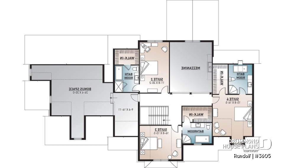2nd level - Large modern farmhouse with 4 master suites, large bonus room above 3-car garage, home office, 11' ceiling - Randolf