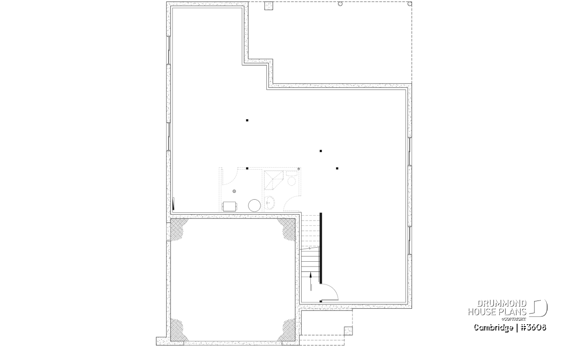 Unfinished basement - 4-5 Bedroom barndominium house plan, 2-car garage, laundry and master suite on main floor - Cambridge