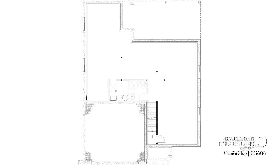 Unfinished basement - 4-5 Bedroom barndominium house plan, 2-car garage, laundry and master suite on main floor - Cambridge
