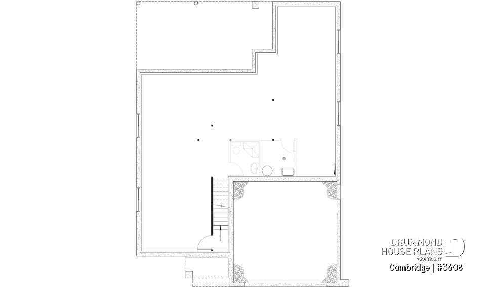 Unfinished basement - 4-5 Bedroom barndominium house plan, 2-car garage, laundry and master suite on main floor - Cambridge