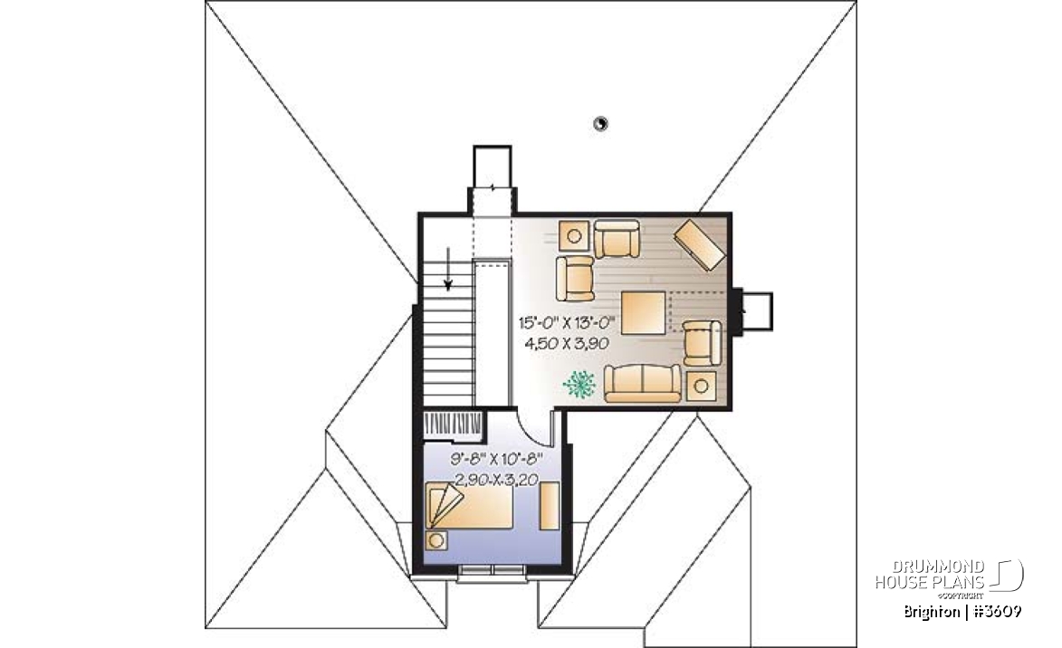2nd level - European style house plan, 3 bedroom with 2 living rooms, large kitchen and garage - Brighton