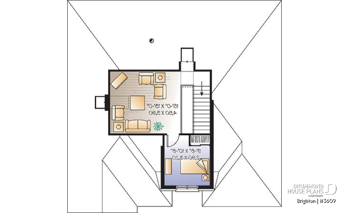 2nd level - European style house plan, 3 bedroom with 2 living rooms, large kitchen and garage - Brighton