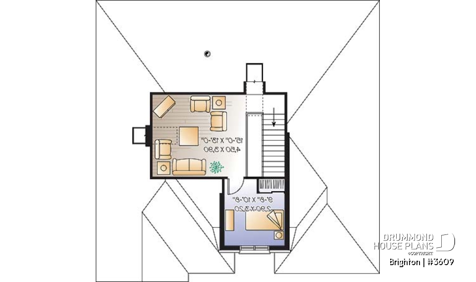 2nd level - European style house plan, 3 bedroom with 2 living rooms, large kitchen and garage - Brighton