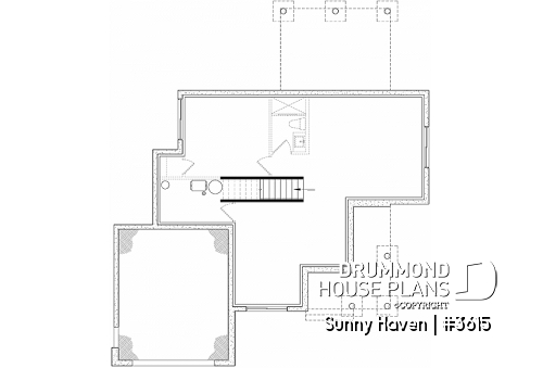 Basement - Modern Craftsman house plan, 3 bedrooms, home office, 2.5 baths, garage, large covered terrace - Sunny Haven