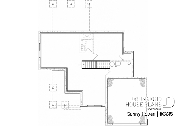 Basement - Modern Craftsman house plan, 3 bedrooms, home office, 2.5 baths, garage, large covered terrace - Sunny Haven