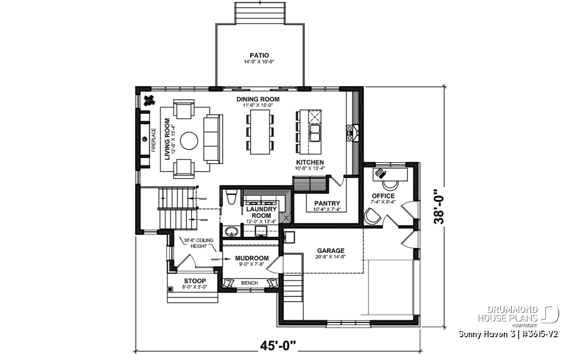 1st level - Great floor plans for this modern farmhouse: pantry, mudroom, home office, fireplace and more! - Sunny Haven 3