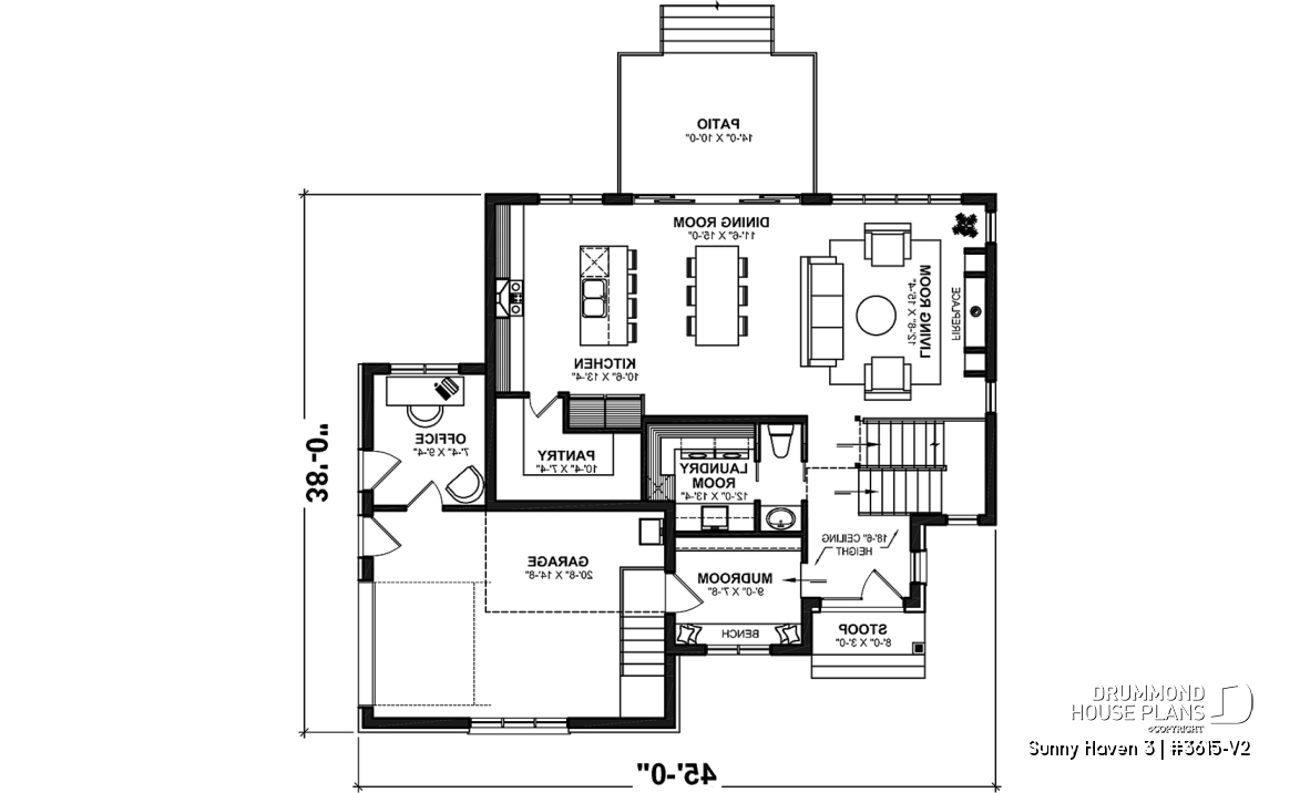 1st level - Great floor plans for this modern farmhouse: pantry, mudroom, home office, fireplace and more! - Sunny Haven 3