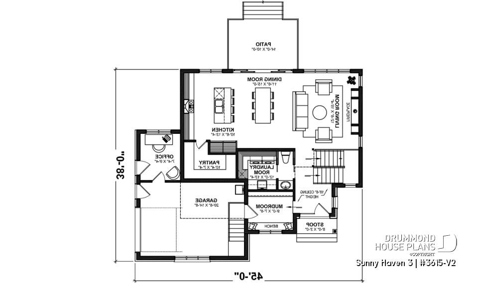 1st level - Great floor plans for this modern farmhouse: pantry, mudroom, home office, fireplace and more! - Sunny Haven 3
