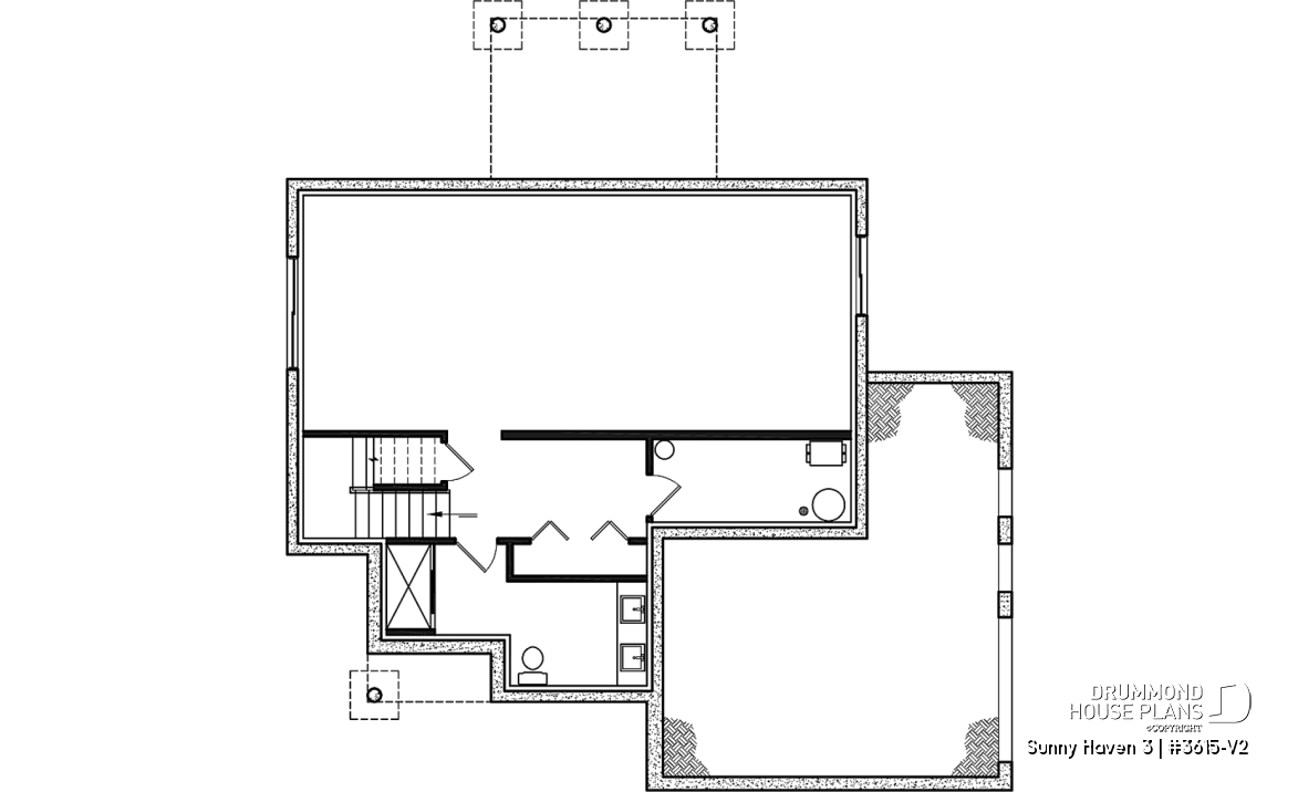 Unfinished basement - Great floor plans for this modern farmhouse: pantry, mudroom, home office, fireplace and more! - Sunny Haven 3