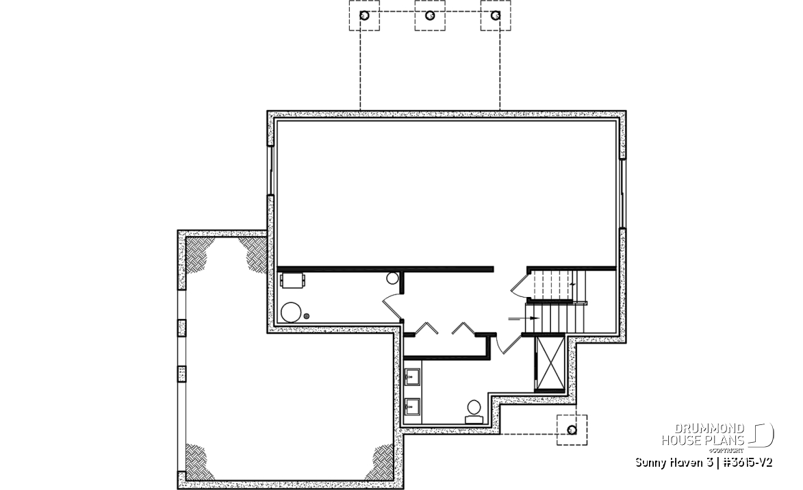 Unfinished basement - Great floor plans for this modern farmhouse: pantry, mudroom, home office, fireplace and more! - Sunny Haven 3