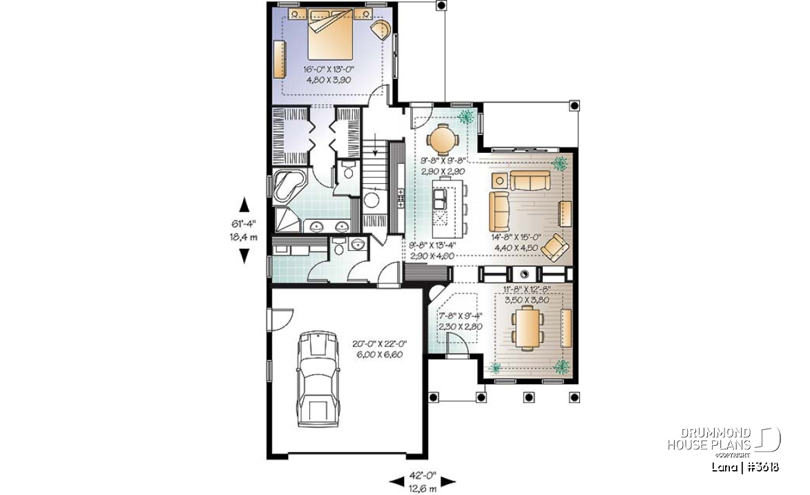 1st level - Spanish style home design, 4 to 5 bedrooms, master suite on main floor - Lana