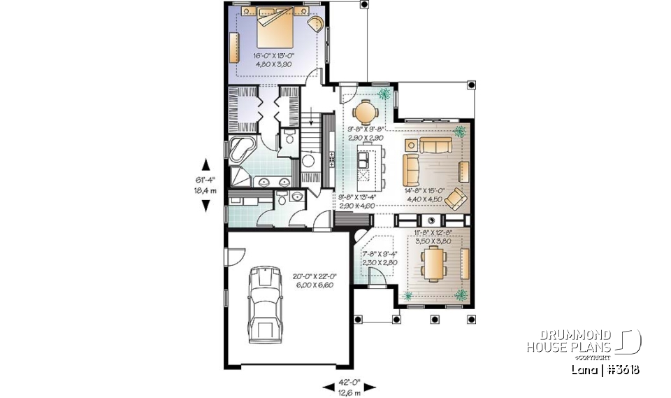 1st level - Spanish style home design, 4 to 5 bedrooms, master suite on main floor - Lana