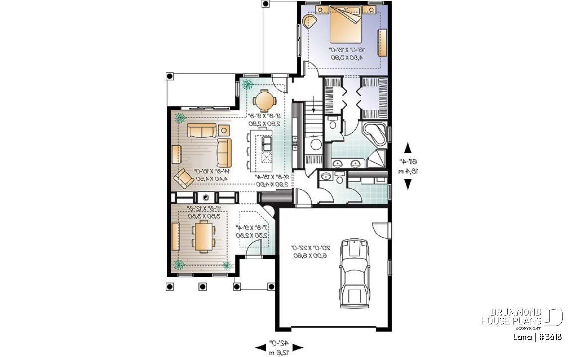 1st level - Spanish style home design, 4 to 5 bedrooms, master suite on main floor - Lana