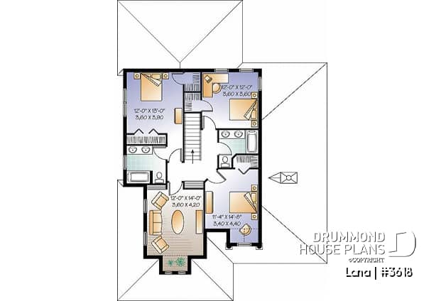 2nd level - Spanish style home design, 4 to 5 bedrooms, master suite on main floor - Lana