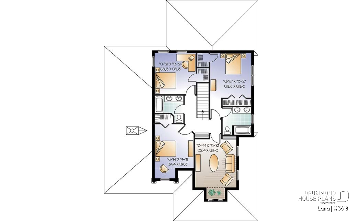 2nd level - Spanish style home design, 4 to 5 bedrooms, master suite on main floor - Lana